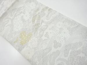 アンティーク　松に菊・牡丹模様織り出し袋帯（材料）